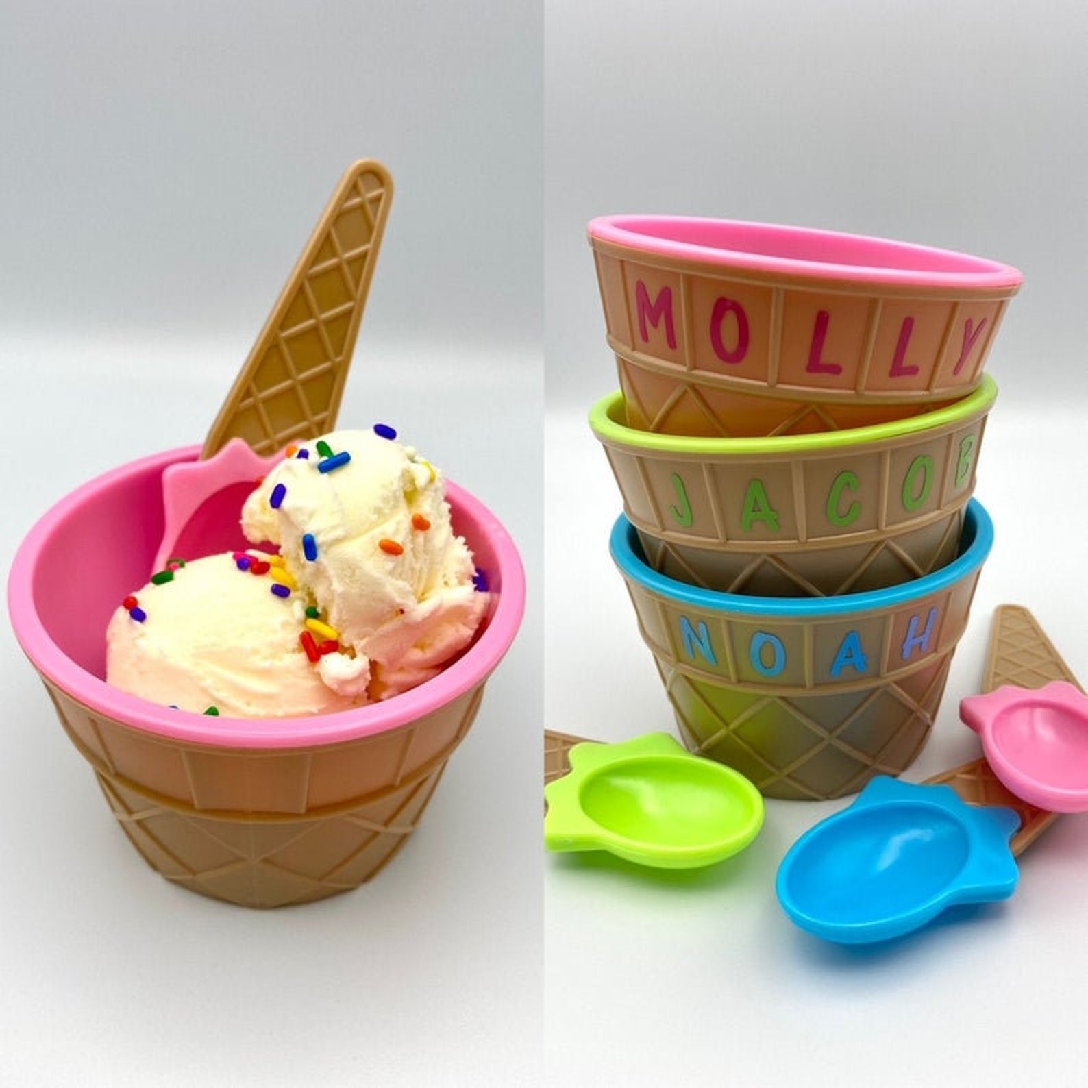 Ice Cream Bowl With Spoon Personalized Ice Cream Bowl Ice Etsy