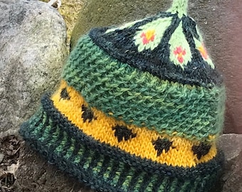 Hand-dyed, Handknit Mohair Hats