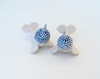 Narwhal | Handmade Whale Pottery | Handbuilt Ceramic Figure | Ocean Sea Life | Ring Holder