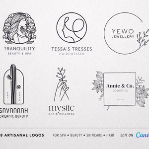 18 Beauty Skincare Spa Pre-made Logos, Canva, Instant Download, Salon, Beauty, Business, Cosmetics, Marketing, Branding Kit, Logo Design