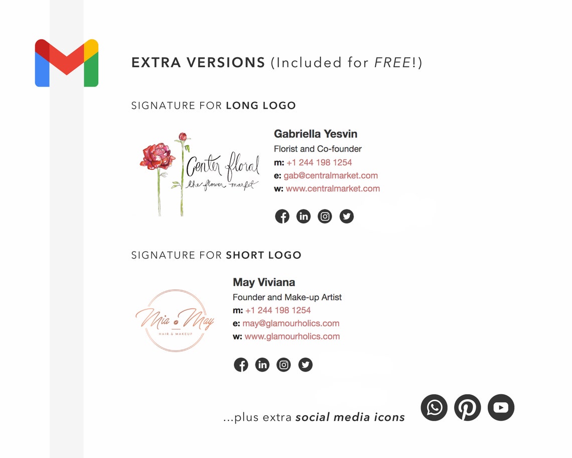 Gmail Signature With Clickable Links Template, Editable in Google Docs ...