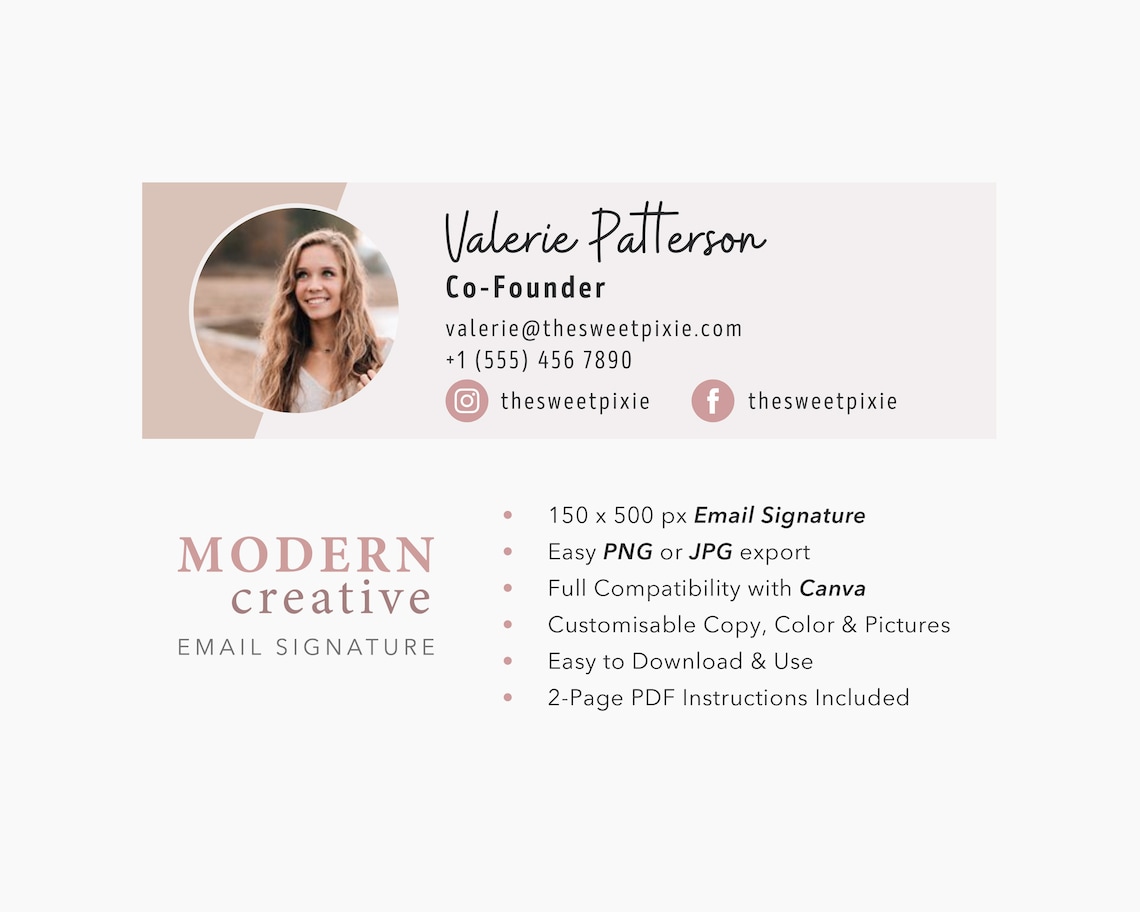 Modern Creative Email Signature Template, Editable in Canva, Business ...