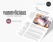Yummylicious Recipe Template, Editable in Canva, Recipe Binder Template, Recipe Card, Clean, Printable Recipe, Recipe eBook, Food Journal