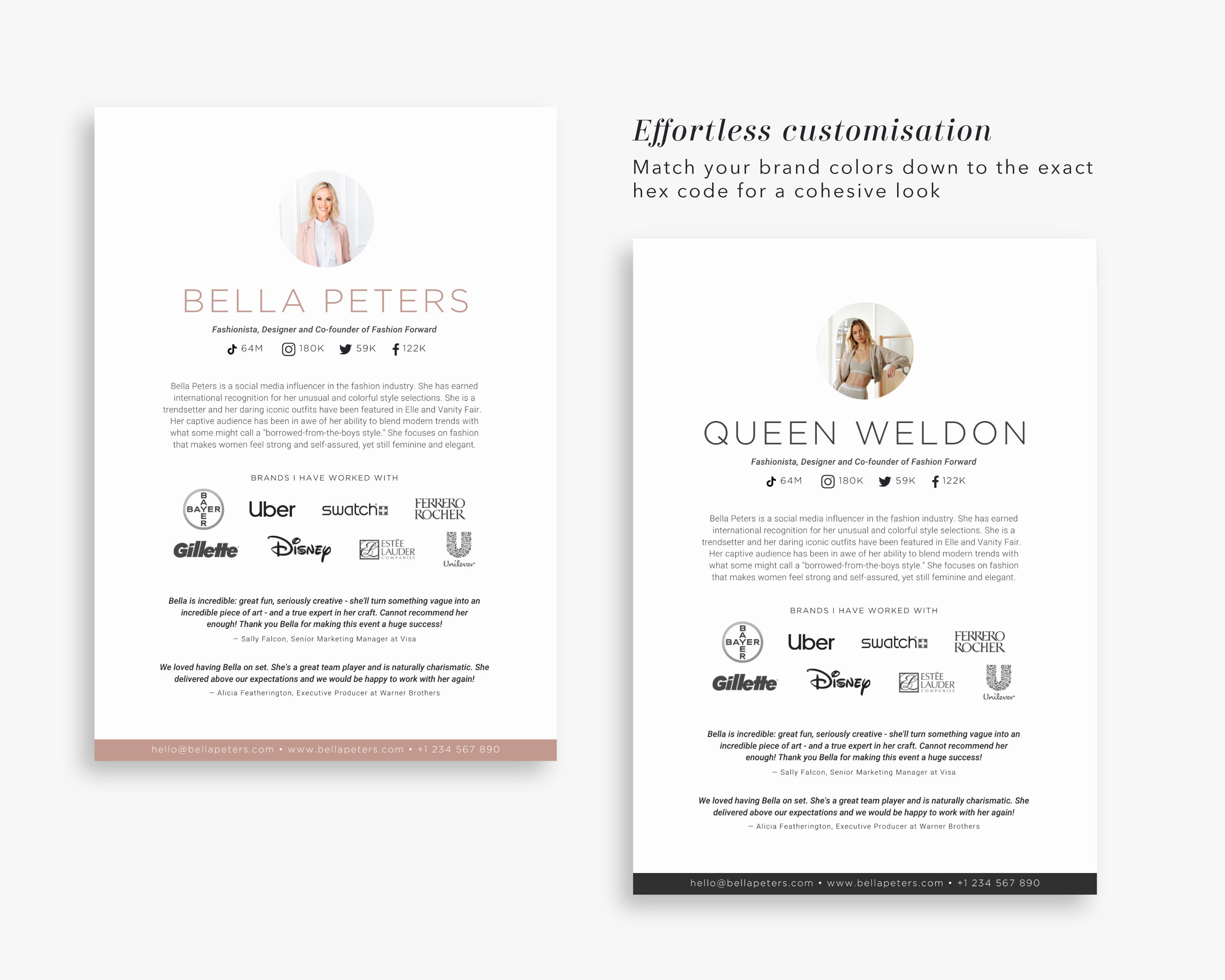 3-page Influencer Media Kit Template, Canva, Rate Card, Press Kit