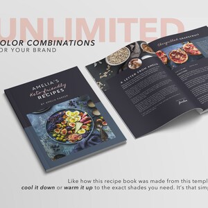 May include: A closed recipe book with a blue cover and a photo of a bowl of fruit on the front. The title of the book is "Amelia's Keto-friendly Recipes" by Amelia Parker. The book is open to a page with a recipe for "Char-grilled Grapefruit".