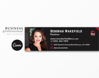 Business Professional Email Signature Template, Editable in Canva, Realtor, Photographer, Blogger, Gmail, Real Estate Agent, Entrepreneur