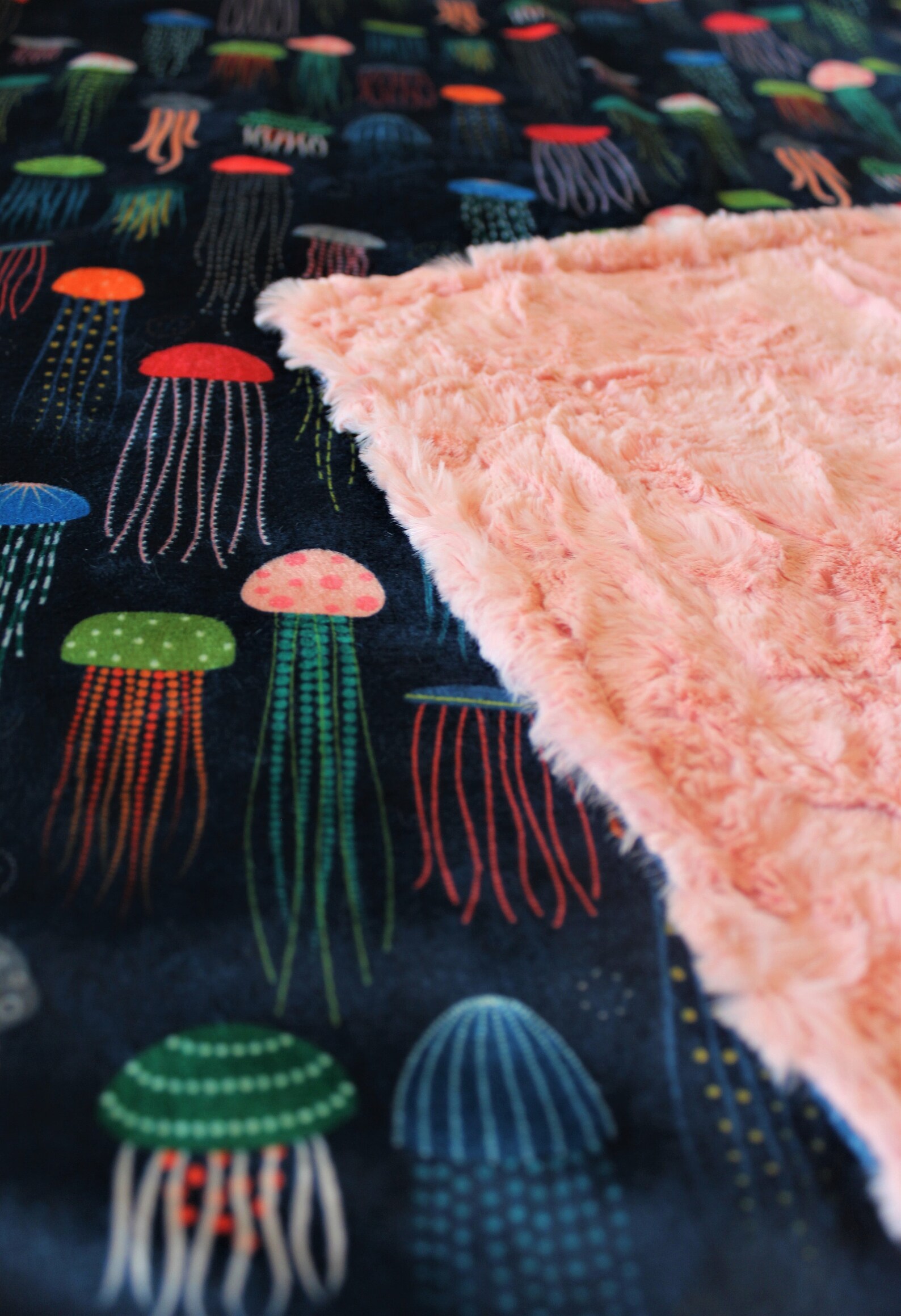 Nautical Jellyfish Coral Minky Baby Blanket Etsy
