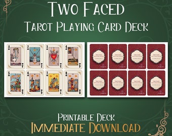 Two Faced Playing Card Tarot Deck - Electronic Printable Copy