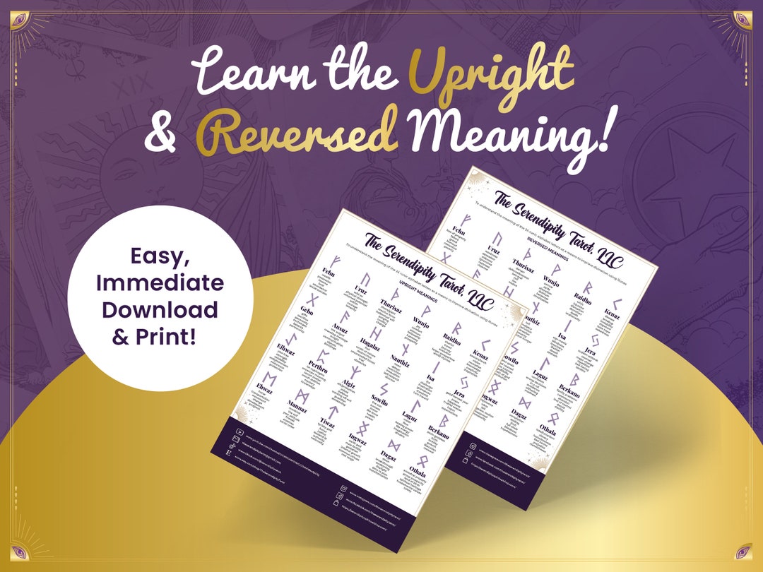 Learn RUNES Cheat Sheet Upright + Reversed Meaning - Divination - Etsy