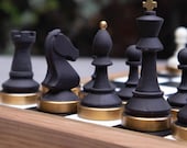Premium Chess Set, Hand Crafted Chess Sets From Walnut, Leather, Resin And Brass, Chess Set With Board, a Luxury Personalized Gifts