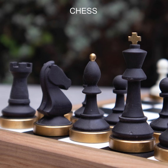 Handmade Wooden Chess Set Luxury Stone and Resin Chess 