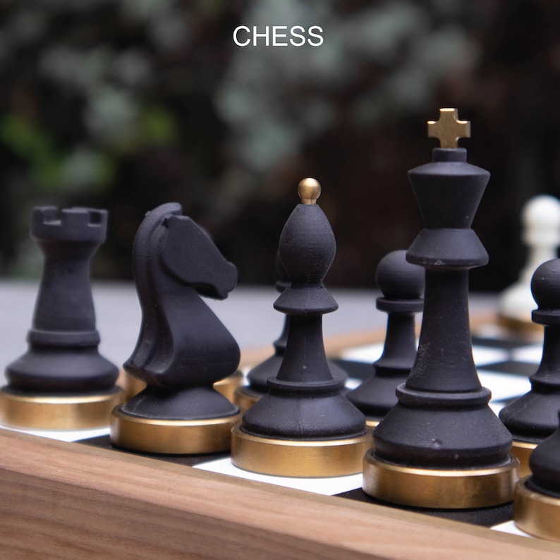 Premium Chess Set, Hand Crafted Chess Sets From Walnut, Leather, Resin And Brass, Chess Set With Board, a Luxury Personalized Gifts 