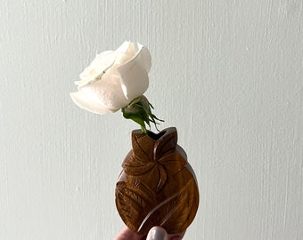 Small Flower Wood Bud Vase