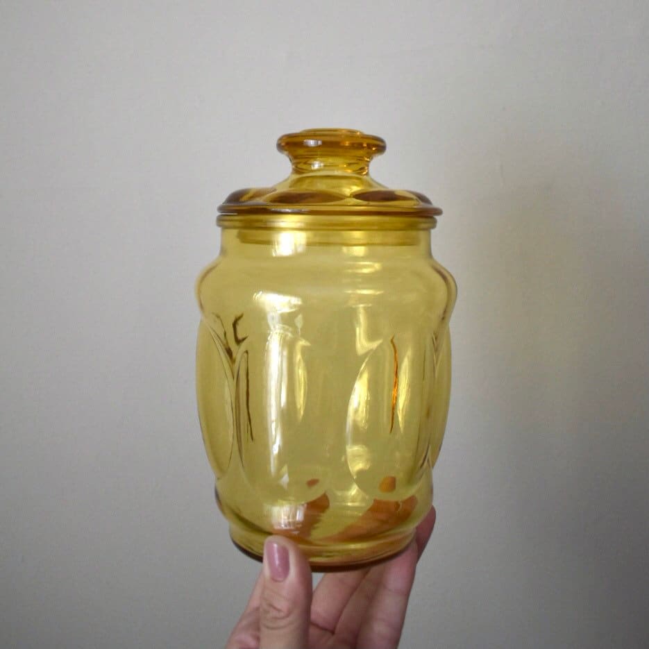 HAY Glass jar, M, clear - yellow