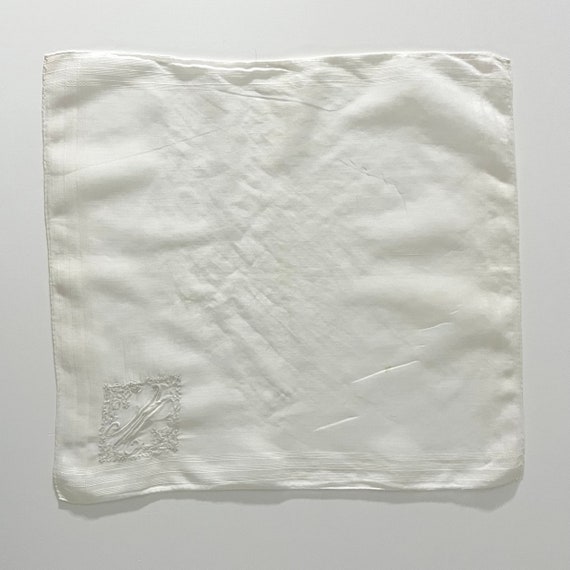 Vintage White Embroidered ‘M’ Handkerchief - image 2