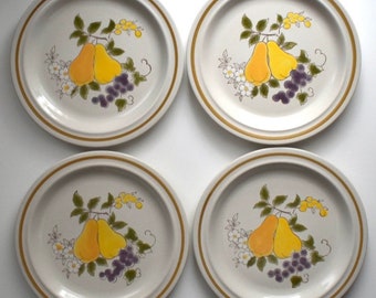 Vintage Fruits of Fall Stoneware Dinner Plates - Set of 4