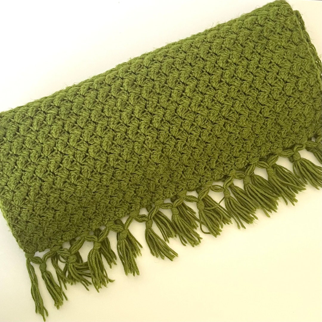 Narrow Green Crochet / Knit Throw Decorative Blanket 24 X Etsy