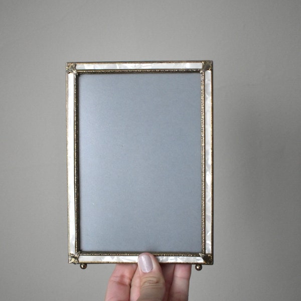 Vintage White and Brass Photo Frame - 5” x 7”