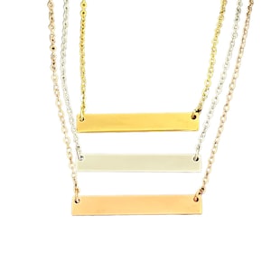 Personalized Horizontal Bar Necklace, Custom Name Initial Jewelry, Personalized Gift for Her, Best Friend, Wife, Mom, Girlfriend, Engraved