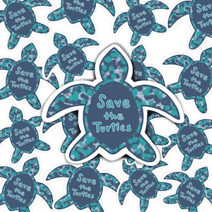 Save the Sea Turtles Sticker | Made with Waterproof Vinyl for Water Bottles, Laptops, Notebooks, Etc.