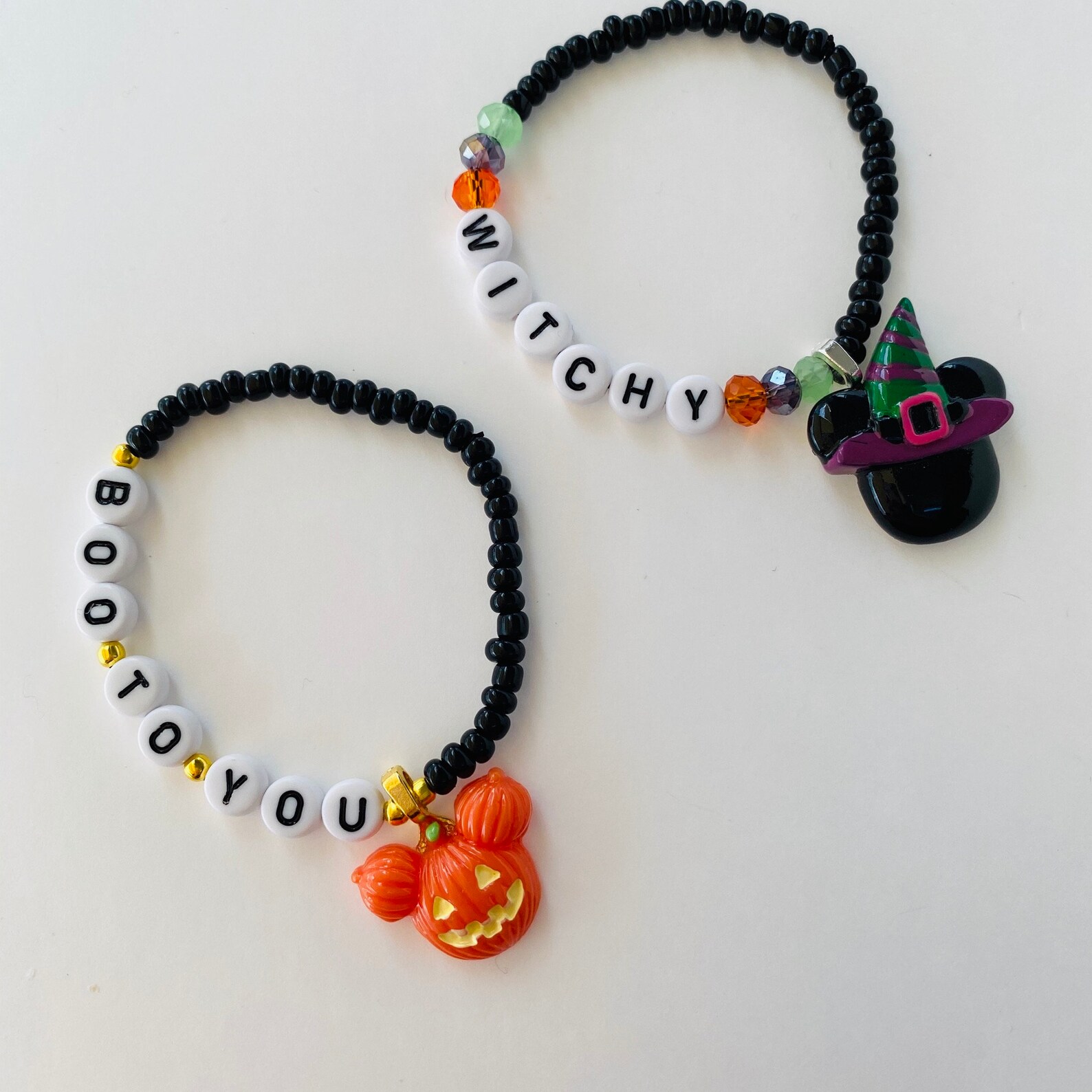 Disney inspired Halloween stretch crystal bead bracelets. Word | Etsy