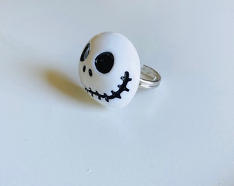 Jack Skellington Halloween adjustable ring. Halloween statement ring.