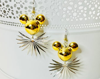 Two tone silver and gold statement earrings. Dangle statement jewelry.