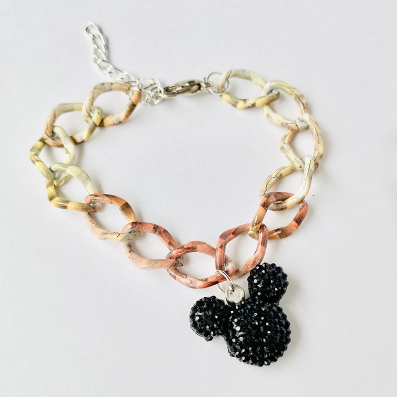 Disney inspired bracelet Disney bracelet. Mickey inspired thick chain charm bracelet Mickey bracelet