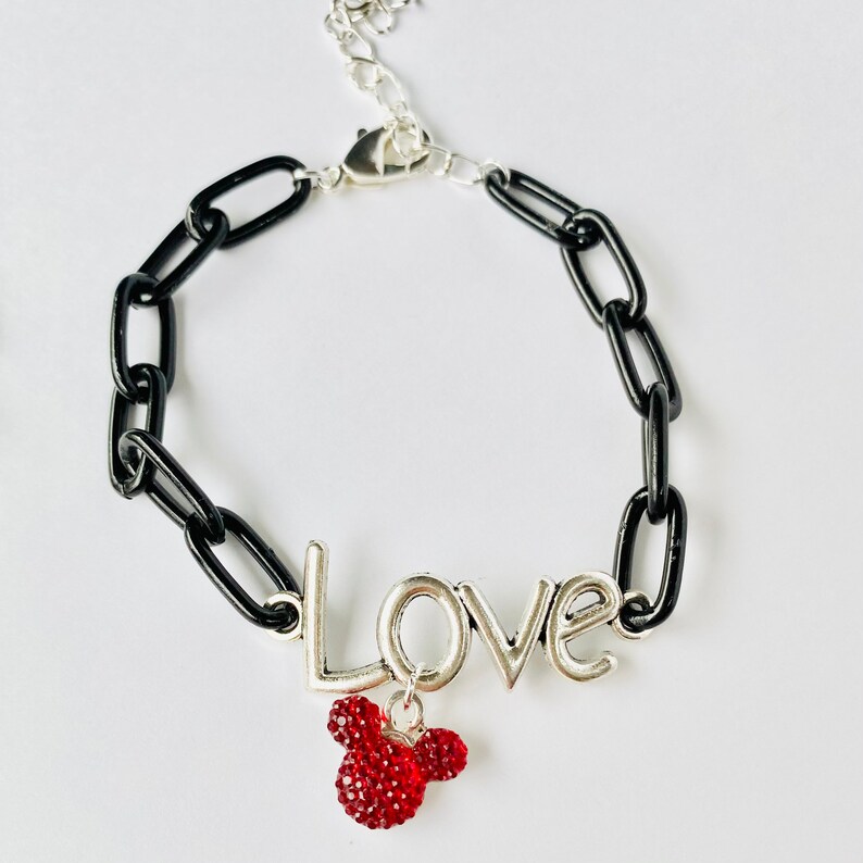 Disney inspired bracelet Disney bracelet. Mickey inspired thick chain charm bracelet Mickey bracelet