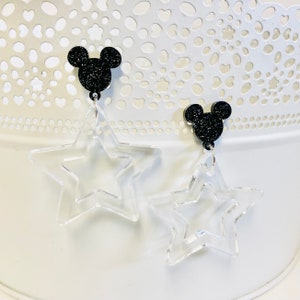 Baby You’re a STAR Mickey Mouse inspired clear acrylic star statement earrings. Disney Star earrings. Mickey statement earrings.