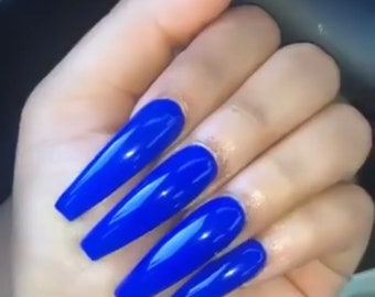 Royal Blue Nails Etsy