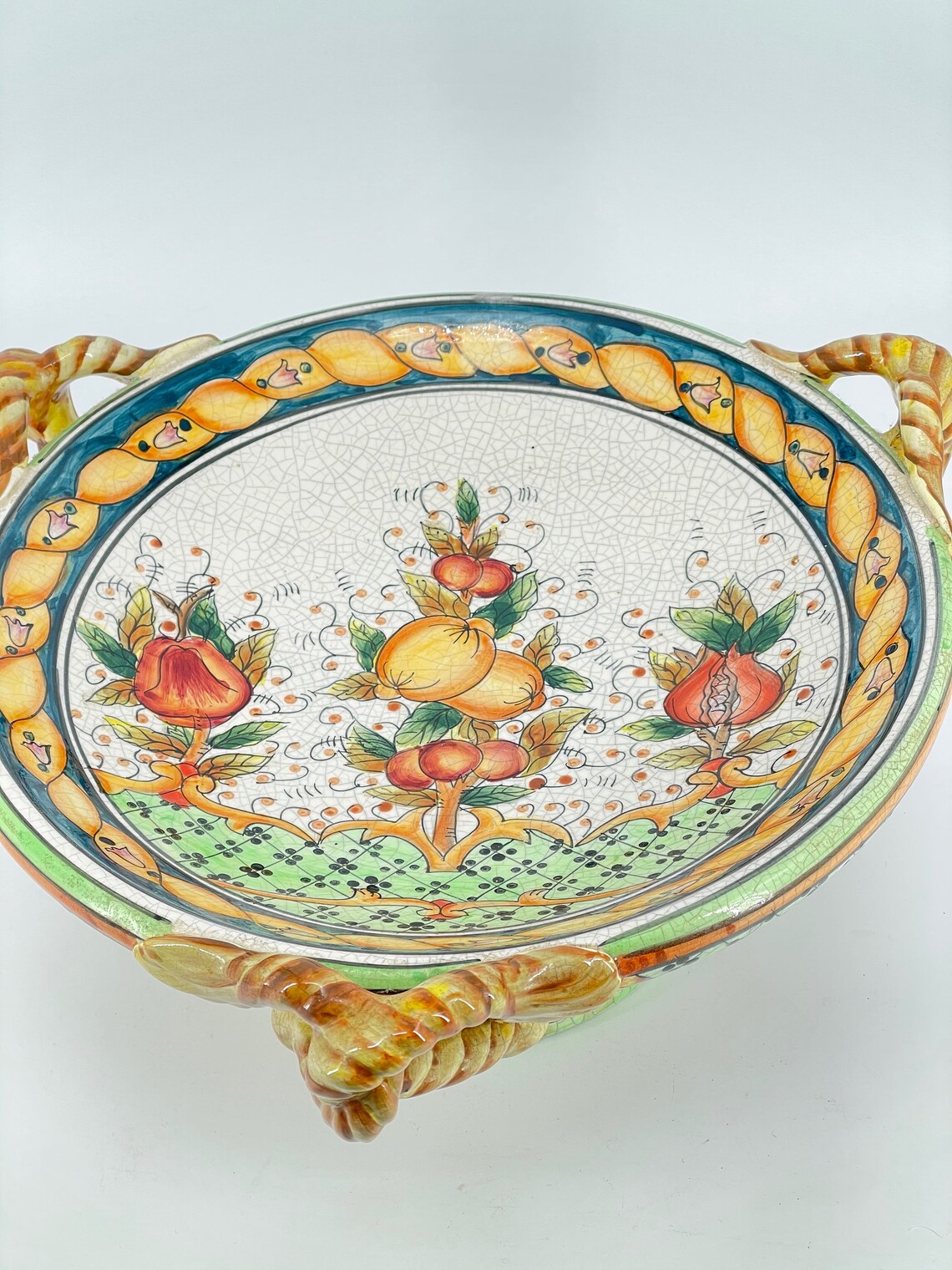 Ceramic Fruit Bowl /Pedestal Dish Serving Bowl /Vintage Etsy