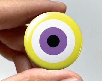 LGBTQ Circular Non-binary Pride Flag Pin-back Button