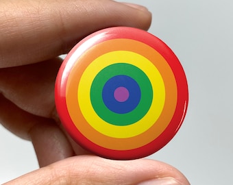 LGBTQ Circular Rainbow Pride Flag Pin-back Button