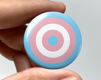 LGBTQ Circular Trans Pride Flag Pin-back Button