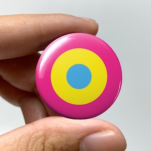 LGBTQ Circular Pansexual Pride Flag Pin-back Button | Circle Lesbian Gay Bisexual Trans Queer Pan Pantastic