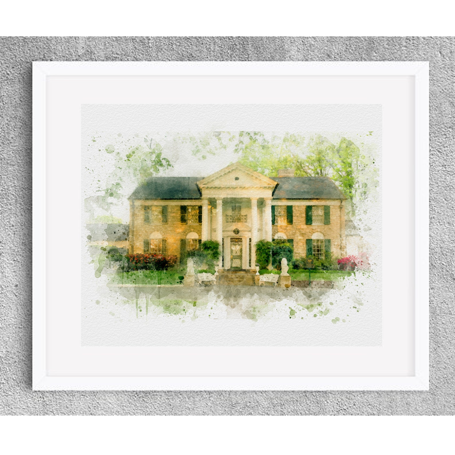 Graceland Elvis House Wall Print Wall decor Gift | Etsy