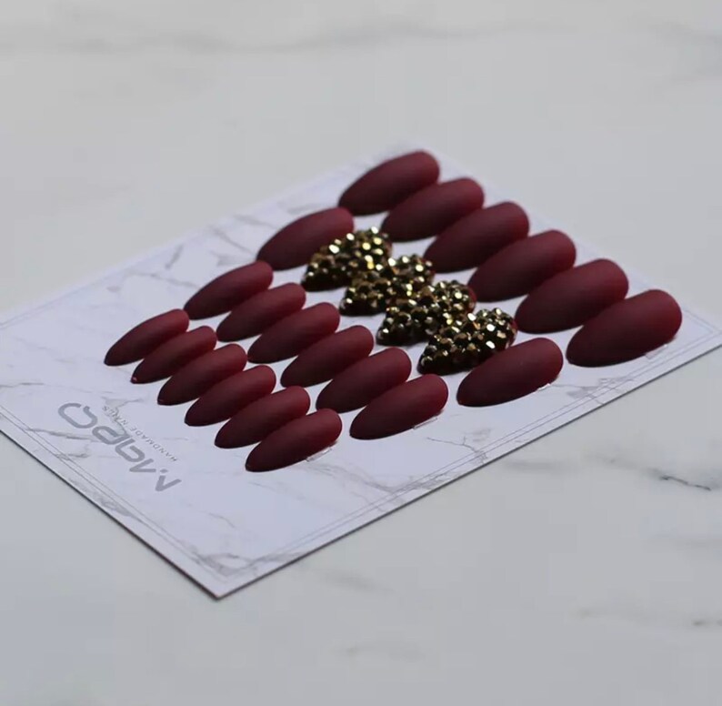 Almond Shape Crystal Press On Nails. 24 PCS Full Set. Etsy