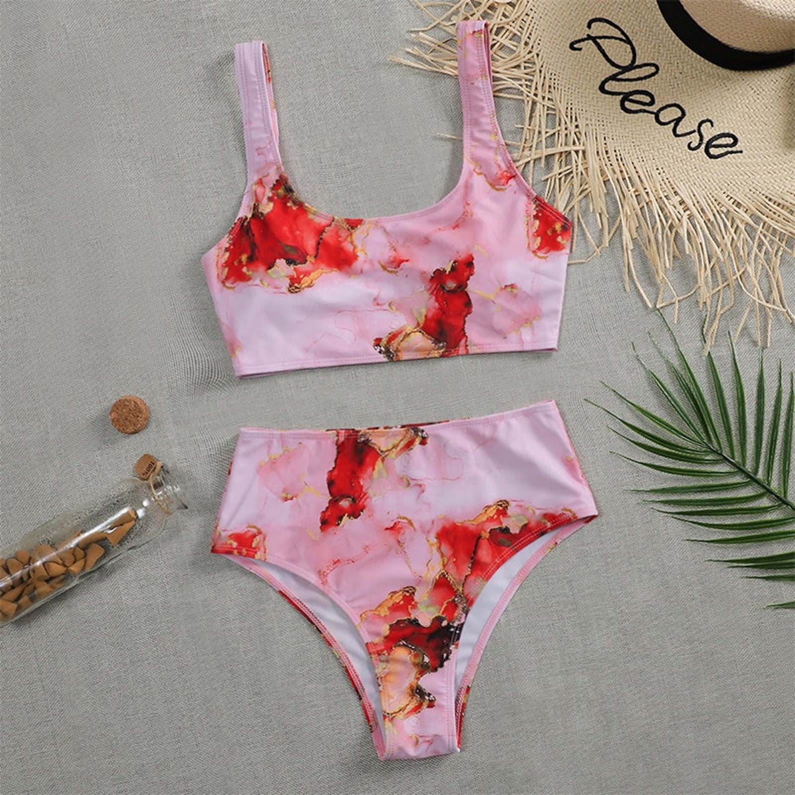 Bandeau push up bikinis 2021 mujer Sexy marble print women | Etsy