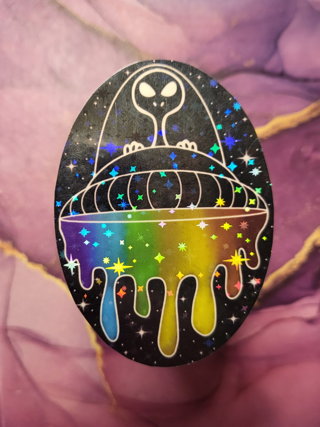 ALIEN UFO STICKER - Psychedelic Stickers - Alien Stickers - Laptop ...