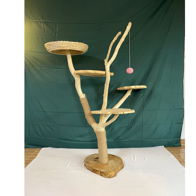 Cat Tree Natural Wood Solid Wood Cat Tree Tower for Large Cat Etsy