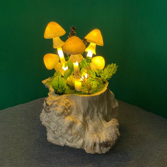 Driftwood Mushroom Table Lamp Polymer Clay Mushroom Light Unique