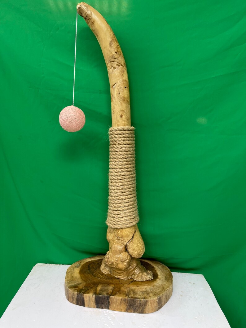 Cat Scratching Post Natural Wood Cat Scratcher 28 Tall Etsy