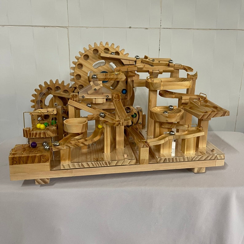 Wooden Marble Run Art Perpetual Motion Device the Etsy