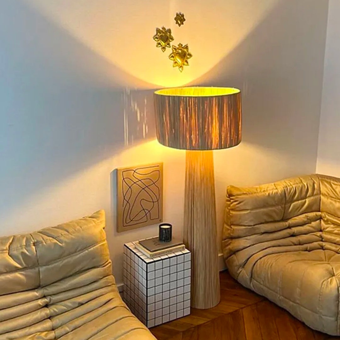 Rattan Floor Lamp Shade Wicker Rattan Table Lamp Vintage Straw Etsy