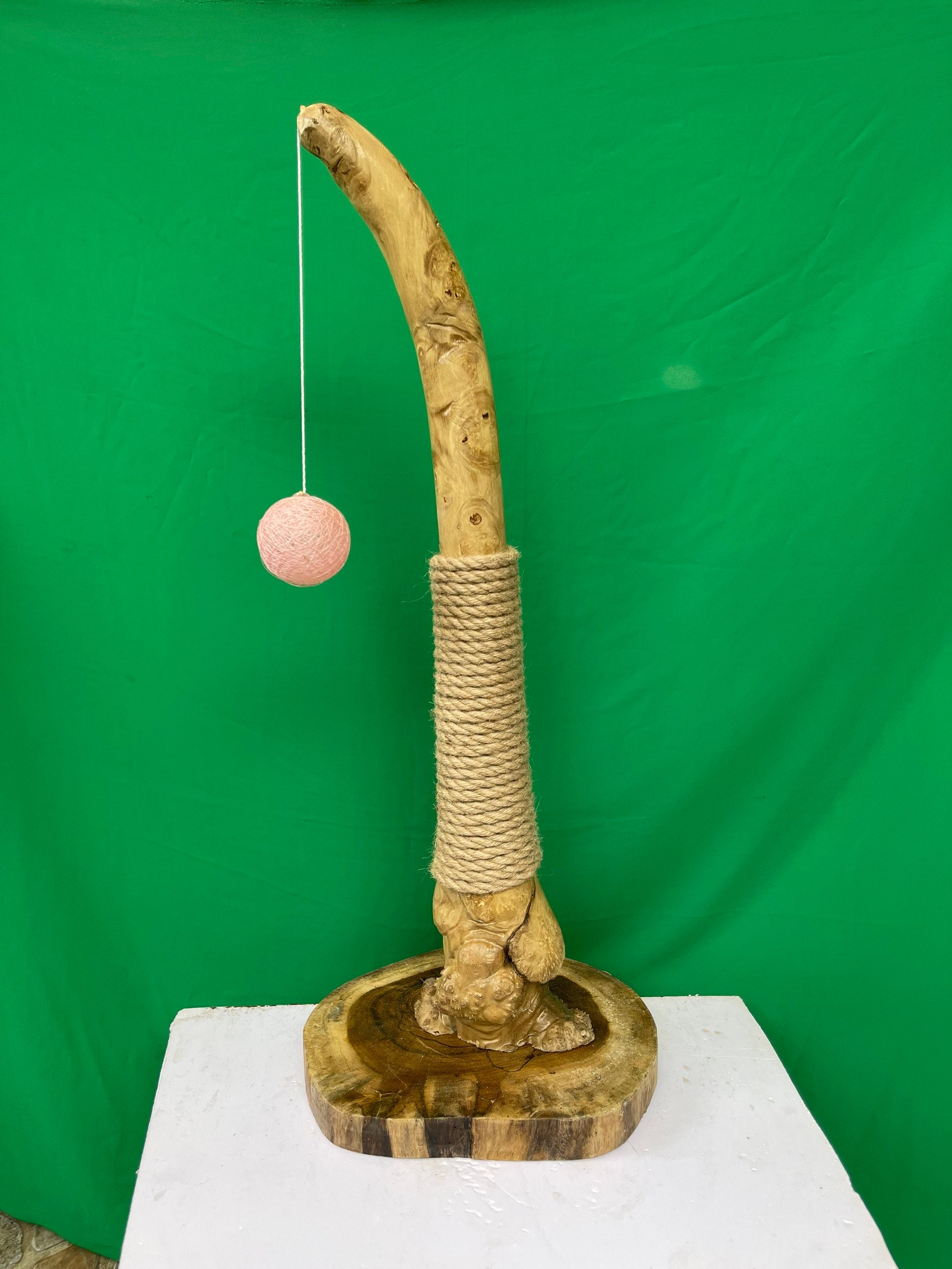 Cat Scratching Post Natural Wood Cat Scratcher 28 Tall Etsy