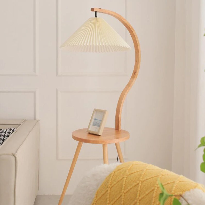 Floor Lamp With Shelves Wood Standing Lamp Shade Modern for Etsy
