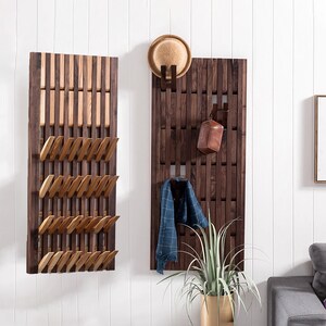  Ganchos de pared, ganchos para colgar en la pared, ganchos  modernos para ropa con base de madera y gancho de metal para entrada,  pasillo, dormitorio, gancho para abrigos : Hogar y