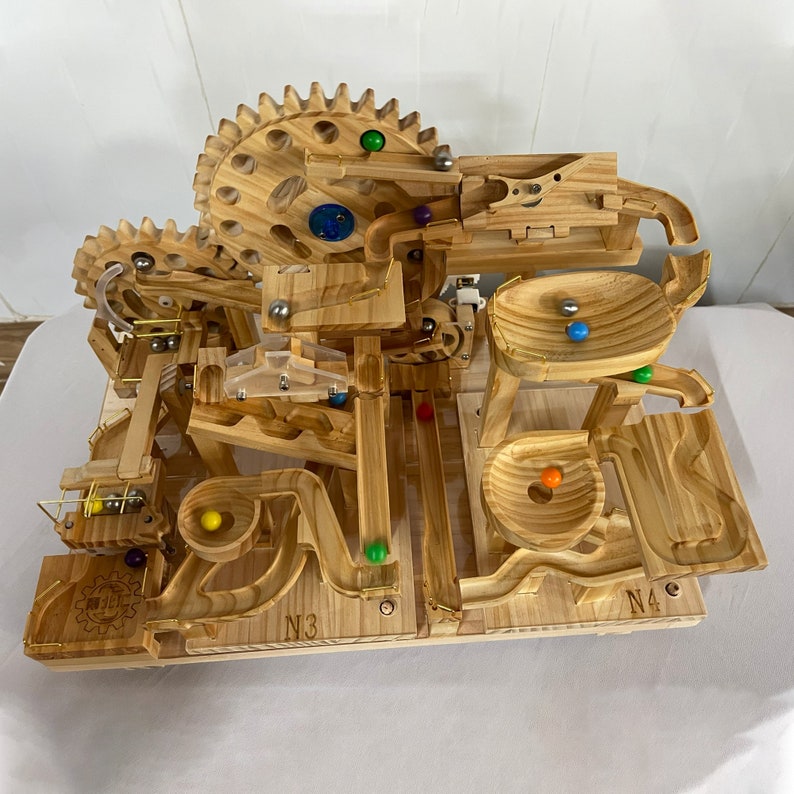 Wooden Marble Run Art Perpetual Motion Device the Etsy