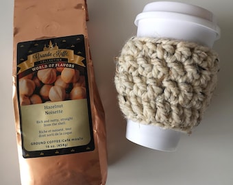 Crochet To Go Cup Cozy - Oatmeal | Crochet Mug Cozy Coffee Sleeve| Eco-Friendly Cup Cozy| Coffee Gift For Everyone| Reusable Coffee Sleeve